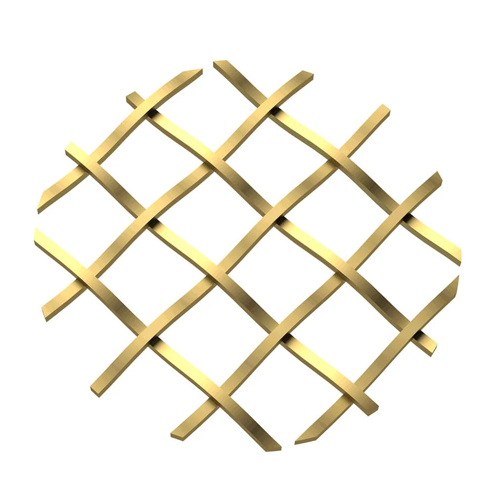 .5" Straight Flat Diamond Decorative Grille - Satin Brass, 36" W x 24" L Sheet