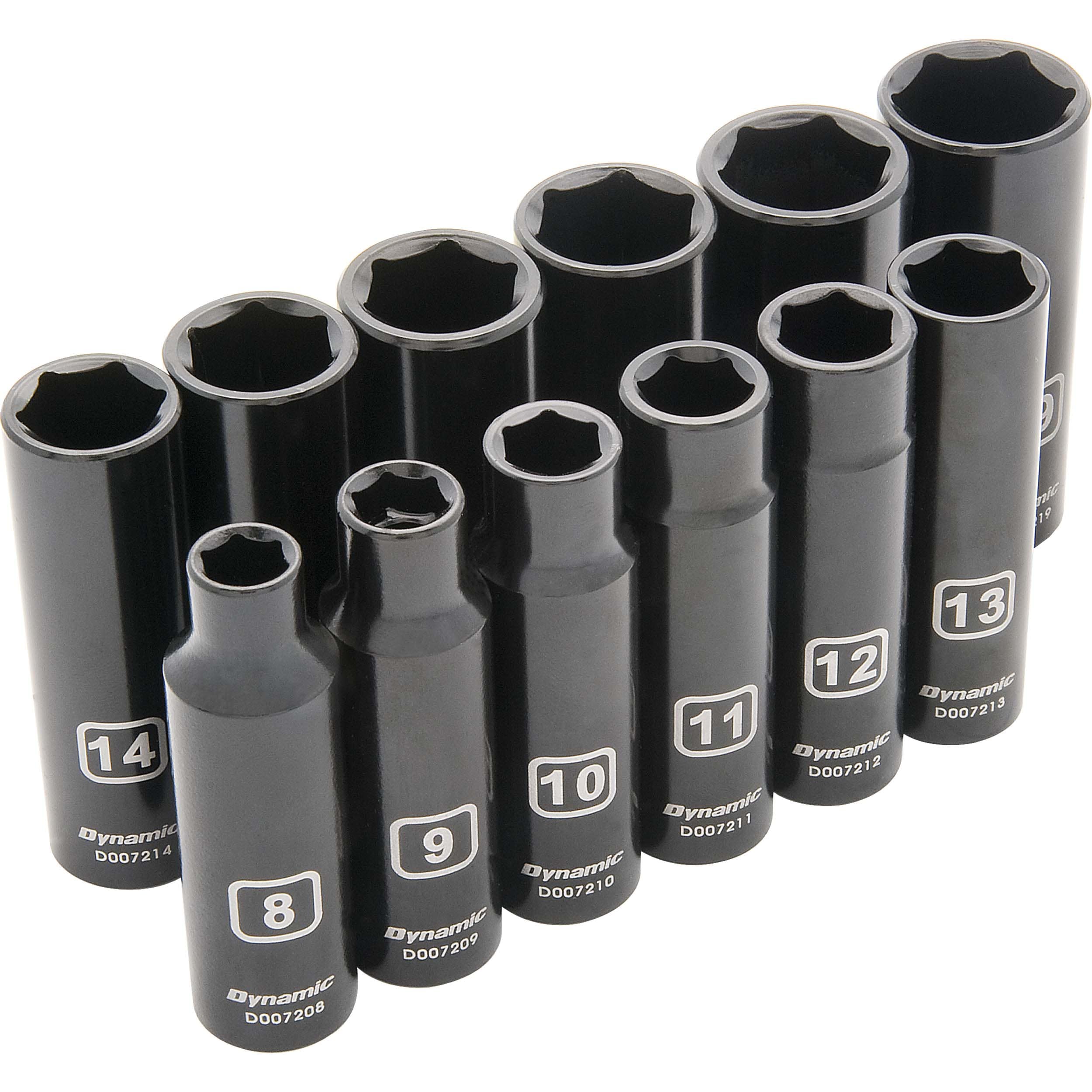 3/8" Drive 12pc 6-Point Metric Deep Impact Socket Set, 8mm - 19mm