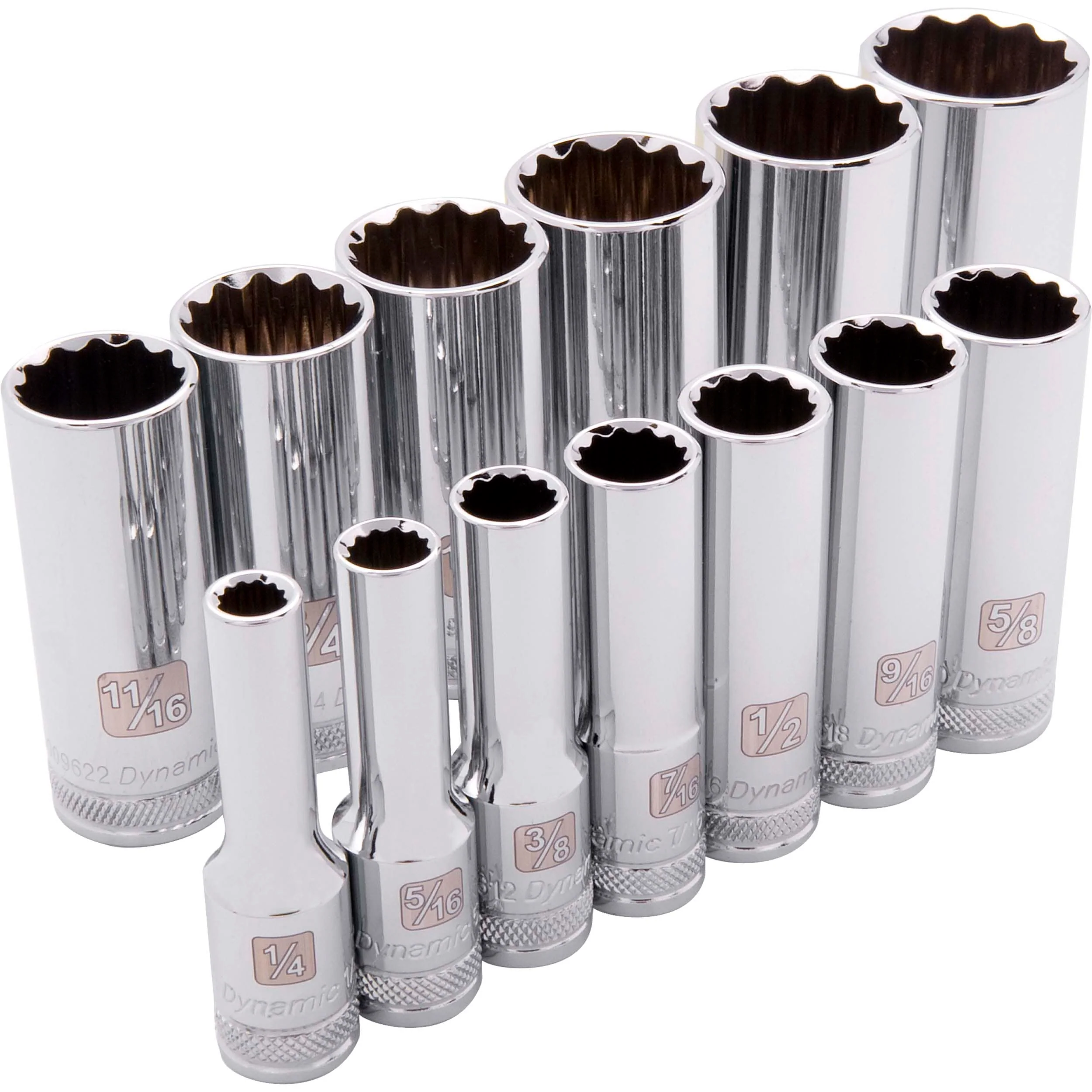 3/8" Drive 13pc 12-Point Deep SAE Socket Set - 1/4" - 1"