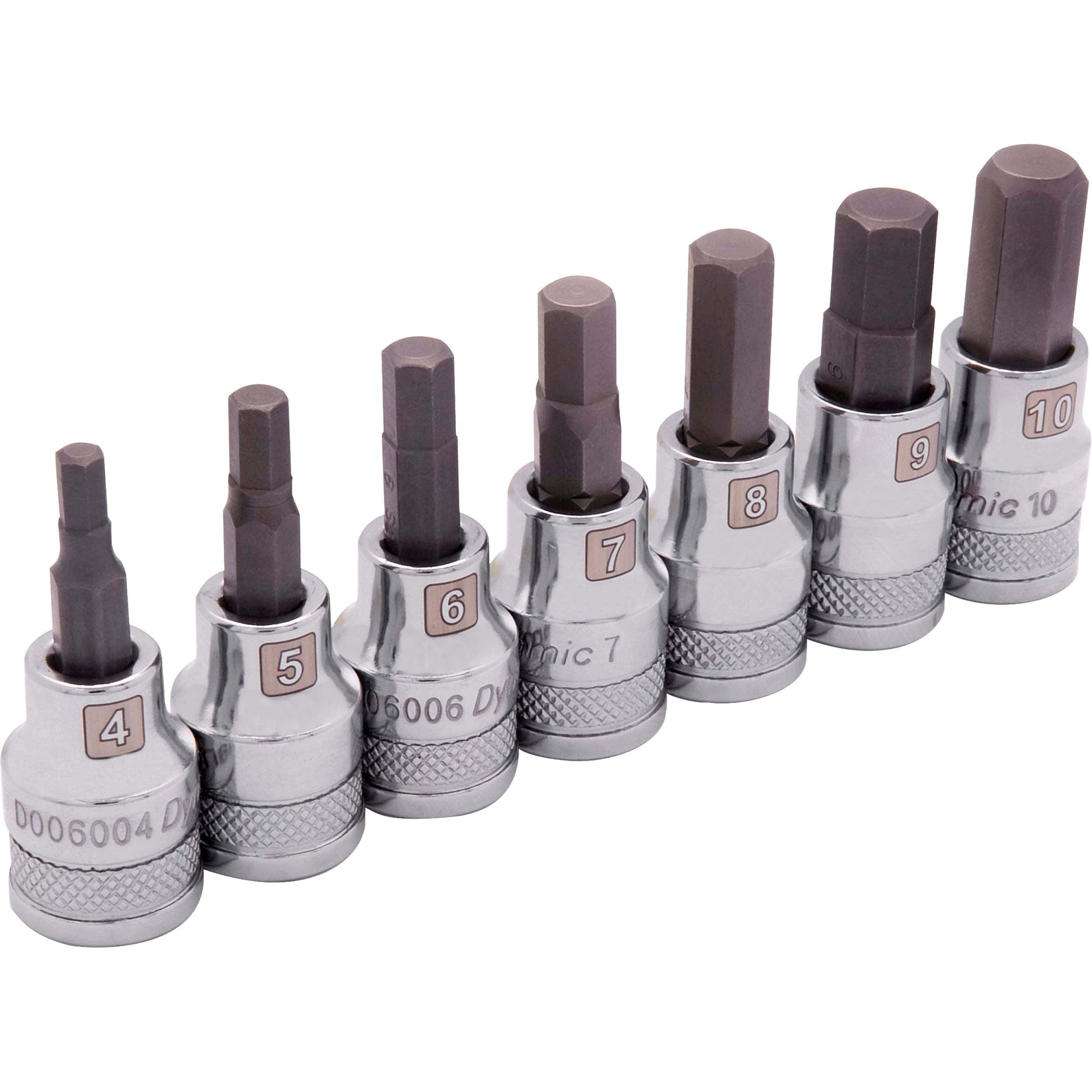 3/8" Drive 7pc Metric Standard Hex Socket Set, 4mm - 10mm
