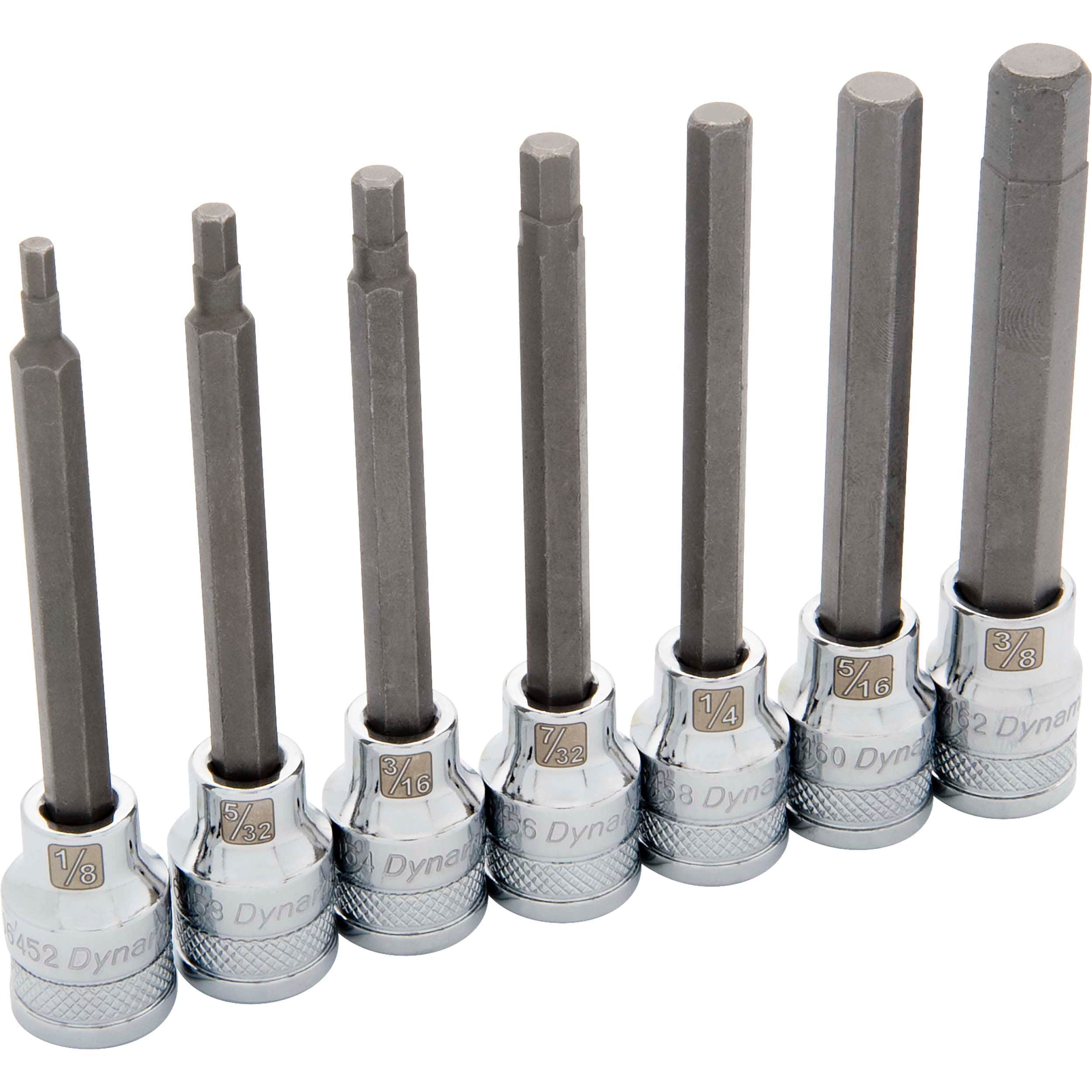 3/8" Drive 7pc SAE Long Hex Socket Set, 1/8" - 3/8"