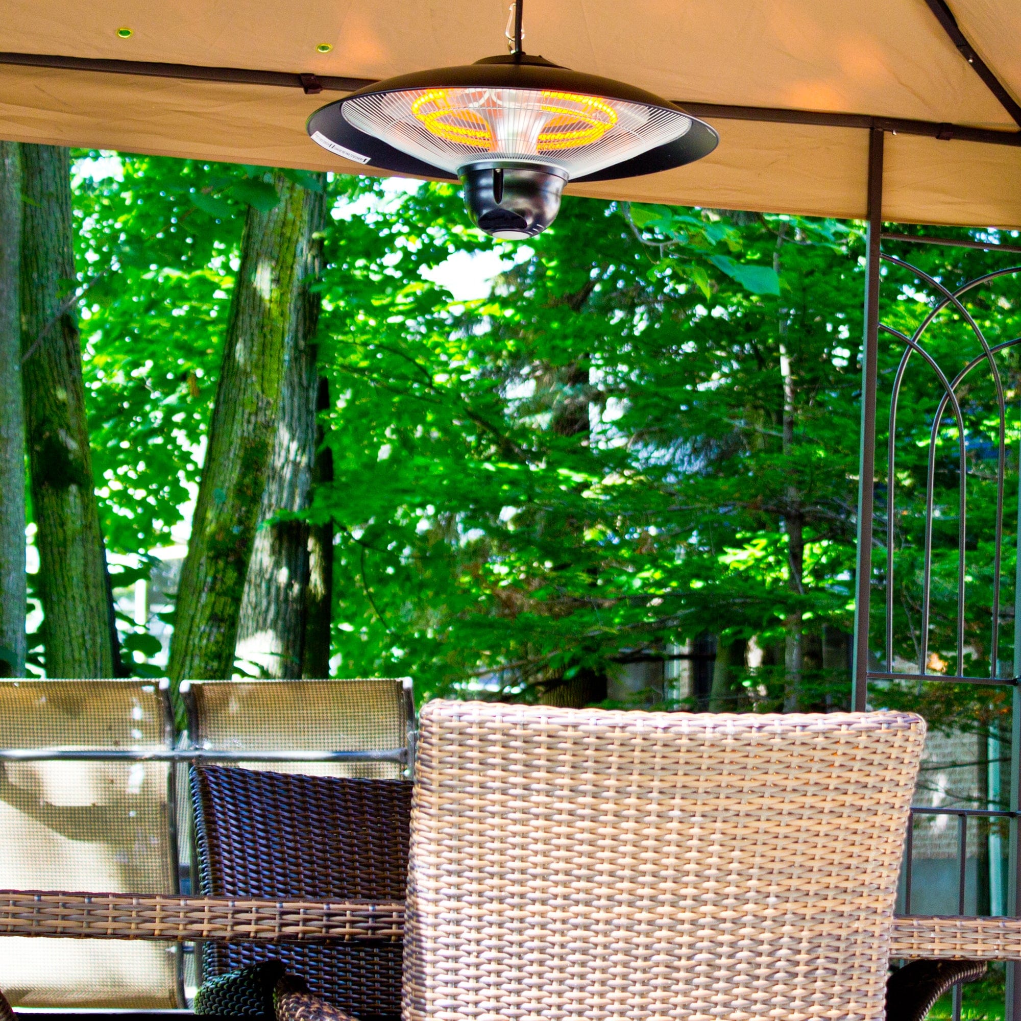 Hanging Infrared Electric Outdoor Heater with Remote - Black - LED - Image 3