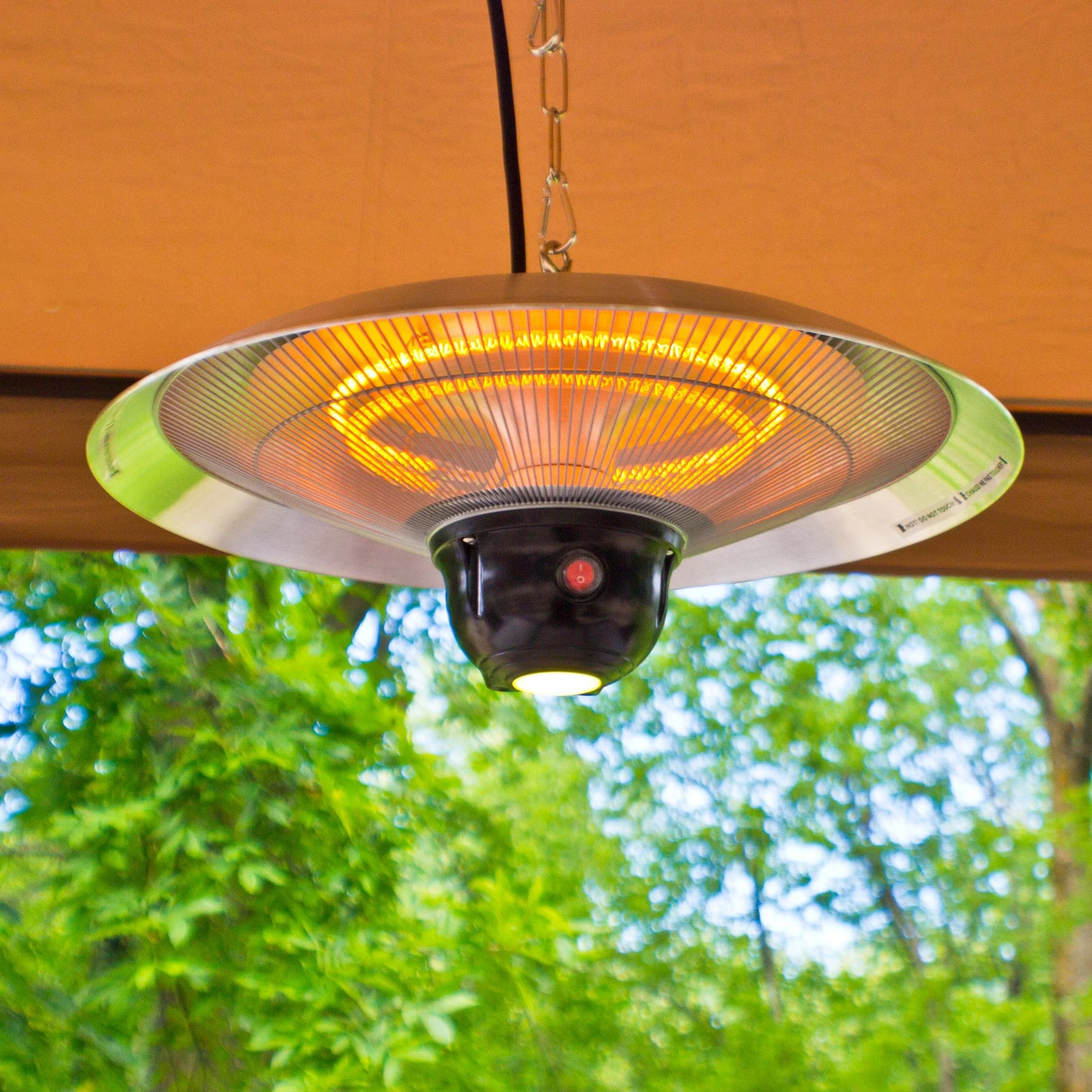 Hanging Infrared Electric Outdoor Heater with Remote - Silver - LED - Image 3