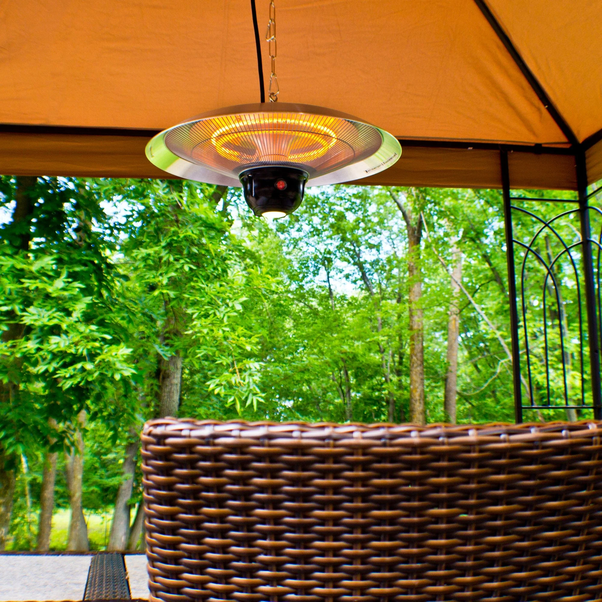 Hanging Infrared Electric Outdoor Heater with Remote - Silver - LED - Image 4