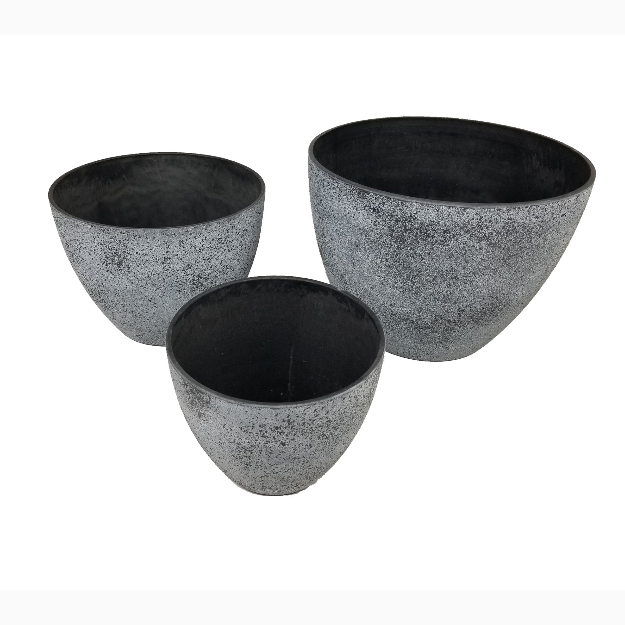 Round Spackled Nested Planter Set Gray Set of 3