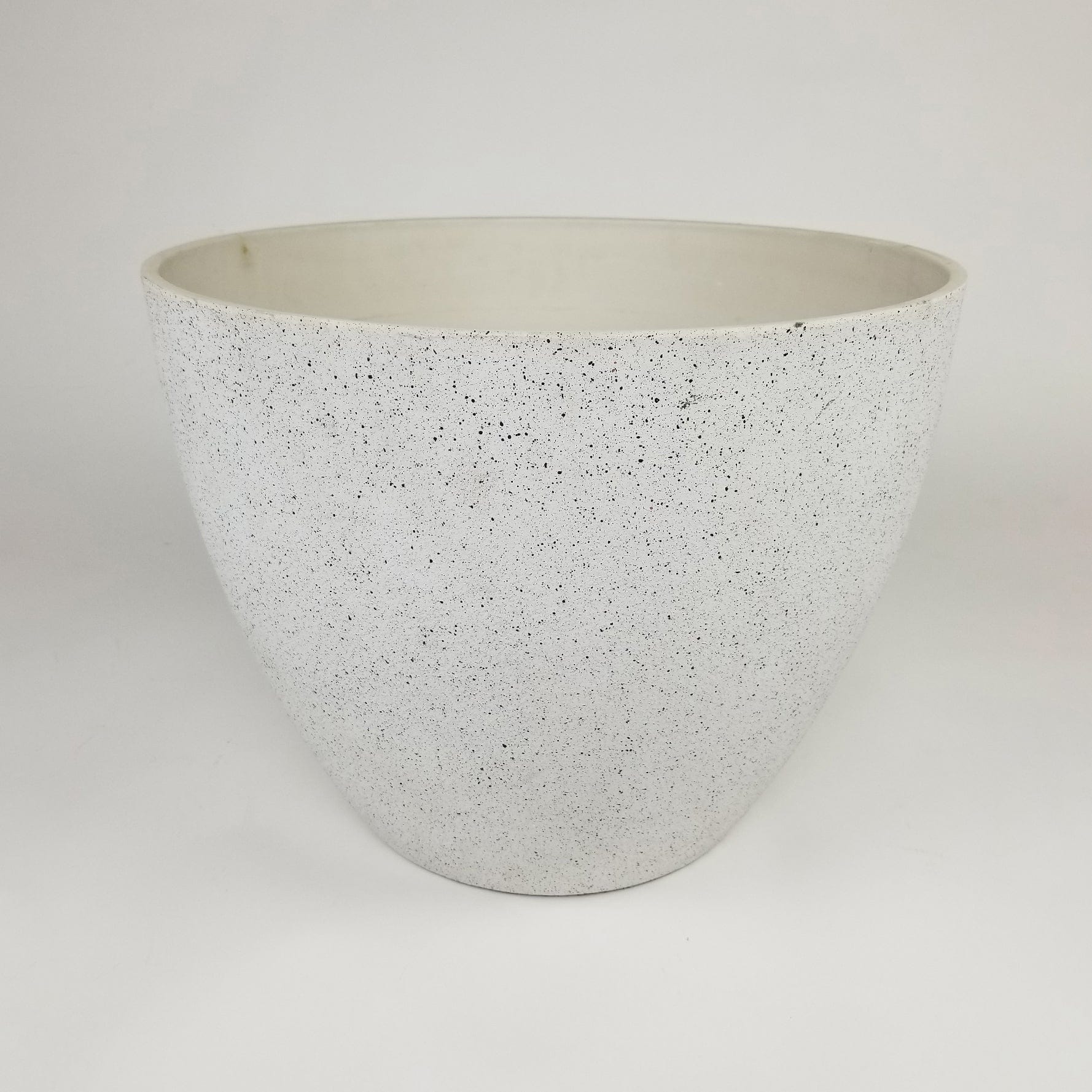 Round Spackled Planter Large White