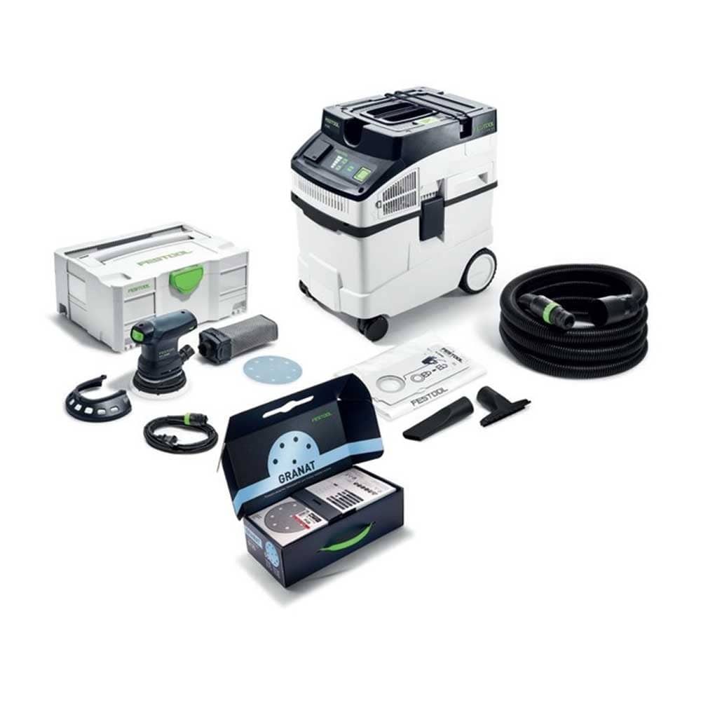 ETS 125 REQ Sander + CT 25 HEPA Dust Extractor with 60 Piece Granat Abrasives Value Kit