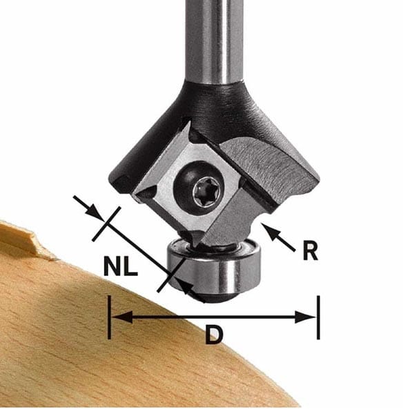 Radius Router Bit - 28 mm D - 3 mm CL