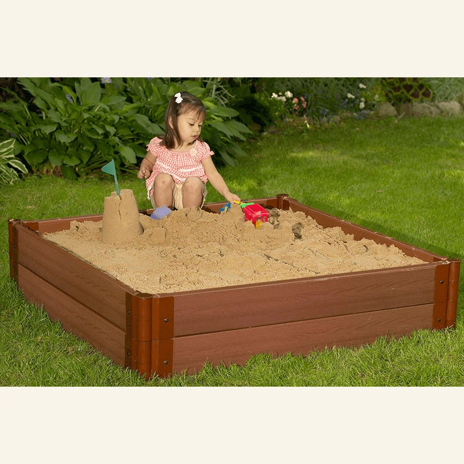 Classic Sienna 4' x 4' x 11" Composite Square Sandbox Kit - 2" profile - Image 4