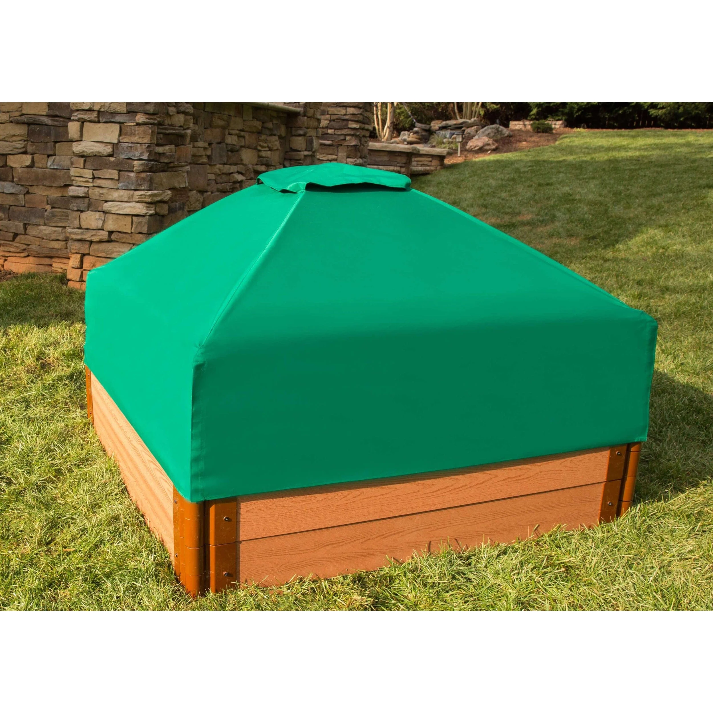Classic Sienna 4' x 4' x 11" Composite Square Sandbox Kit with Telescoping Canopy/Cover - 2" profile - Image 4
