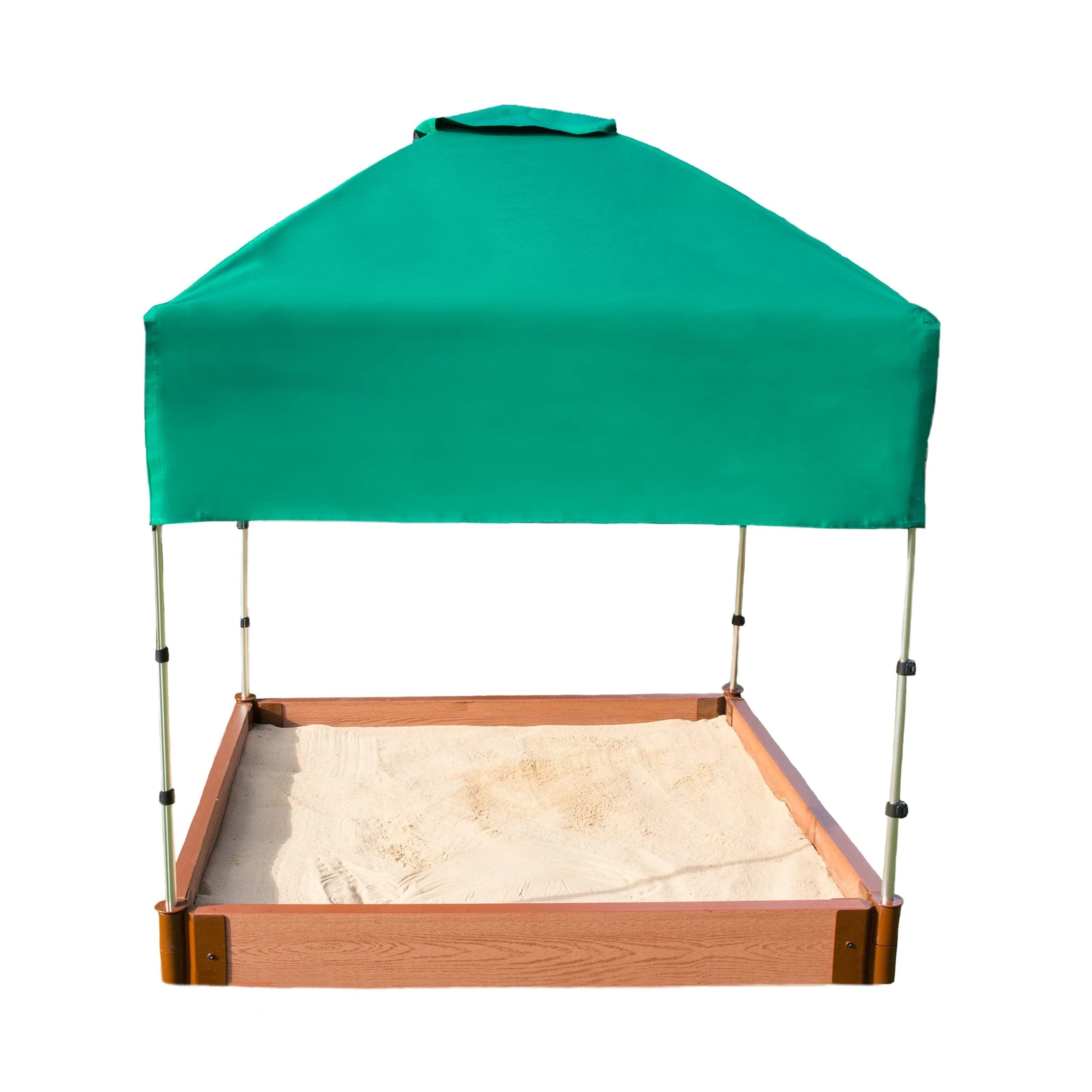 Classic Sienna 4' x 4' x  5.5" Composite Square Sandbox Kit with Telescoping Canopy/Cover - 2" profile