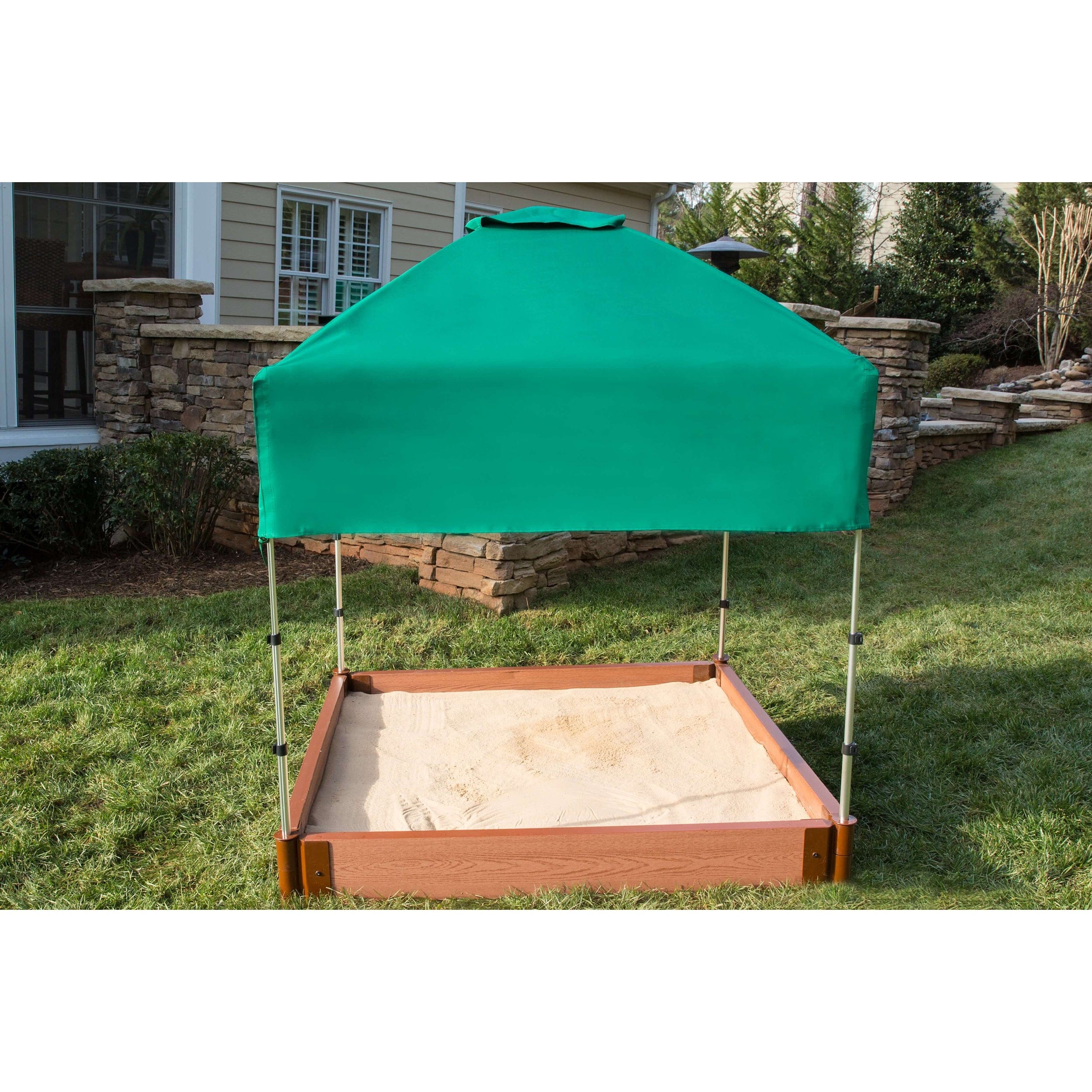 Classic Sienna 4' x 4' x  5.5" Composite Square Sandbox Kit with Telescoping Canopy/Cover - 2" profile - Image 2