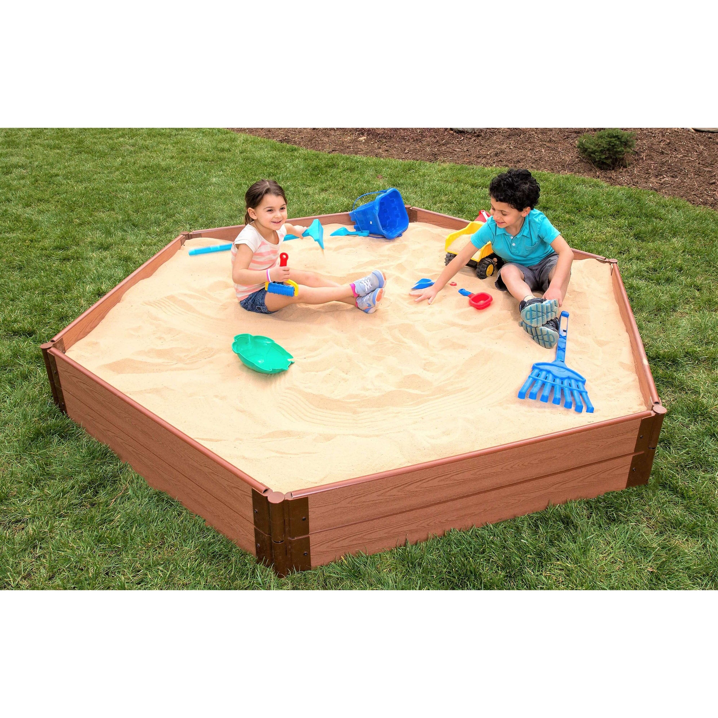 Classic Sienna 7' x 8' x 11" Composite Hexagon Sandbox Kit - 1" profile - Image 3