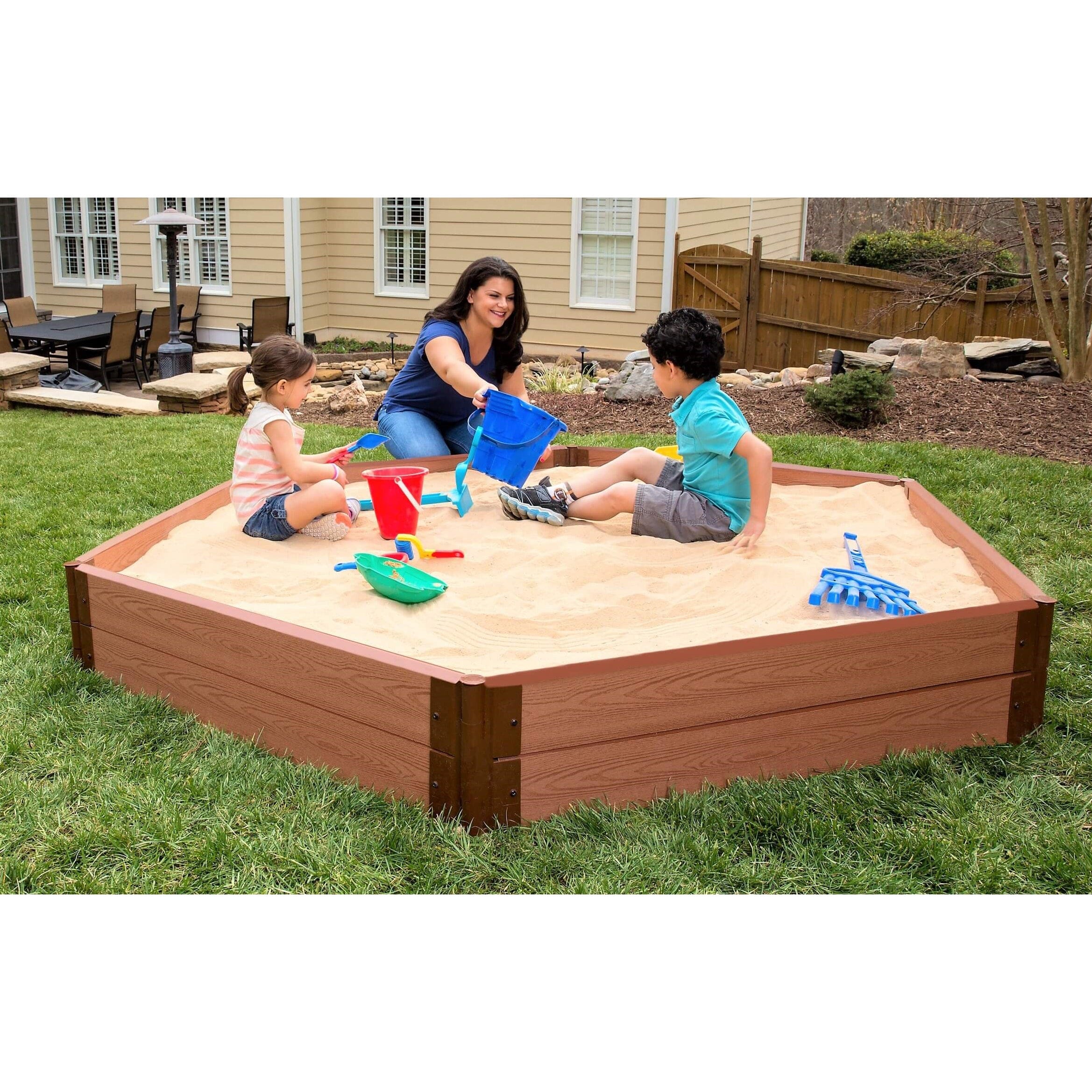 Classic Sienna 7' x 8' x 11" Composite Hexagon Sandbox Kit - 2" profile - Image 4