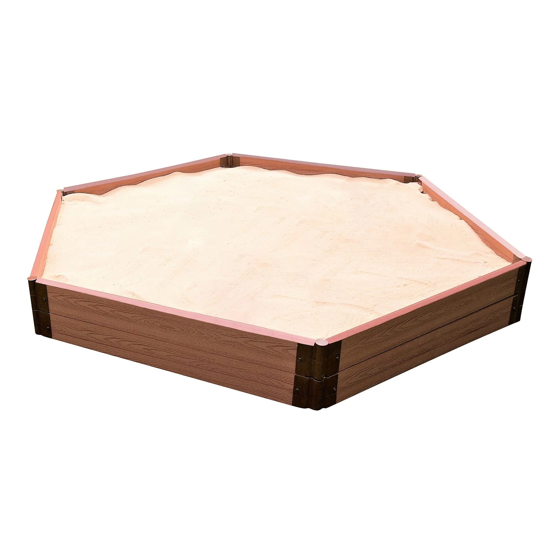 Classic Sienna 7' x 8' x 11 " Composite Hexagon Sandbox Kit with Collapsible Cover - 2" profile