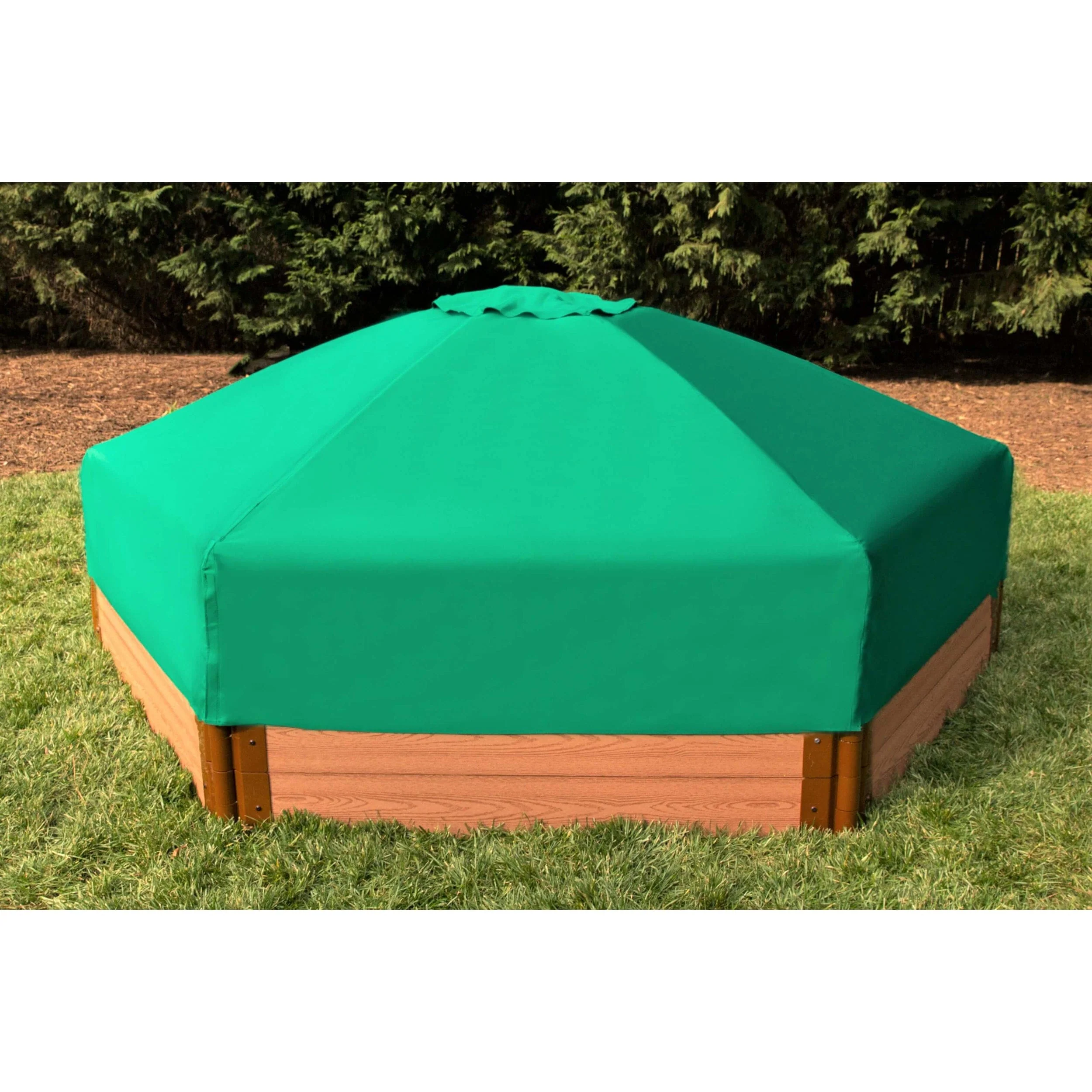 Classic Sienna 7' x 8' x 11 " Composite Hexagon Sandbox Kit with Collapsible Cover - 2" profile - Image 5