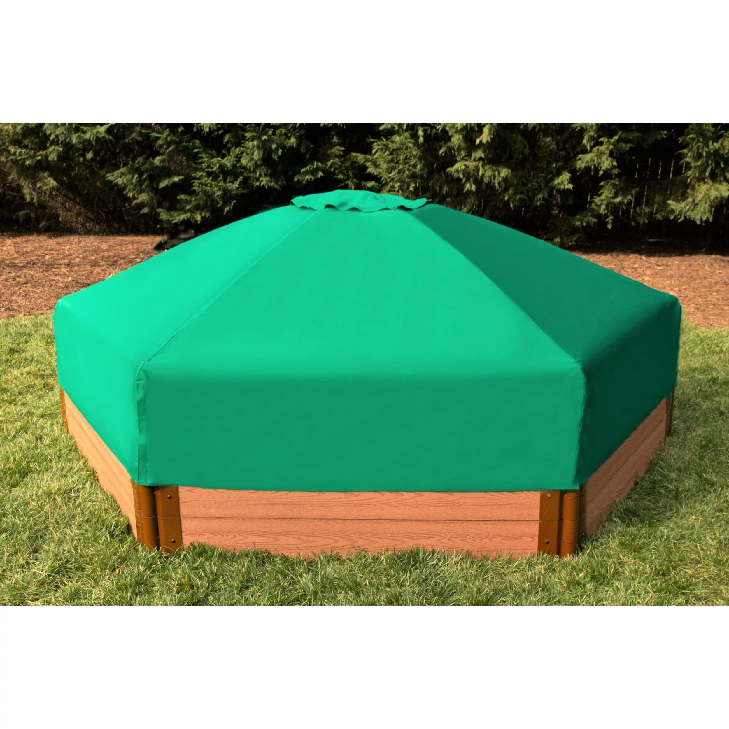 Classic Sienna 7' x 8' x 11" Composite Hexagon Sandbox Kit with Telescoping Canopy/Cover - 2" profile - Image 2