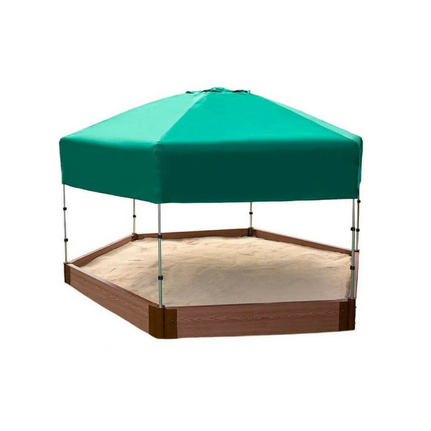 Classic Sienna 7' x 8' x 5.5 " Composite Hexagon Sandbox Kit with Telescoping Canopy/Cover - 2" profile - Image 2