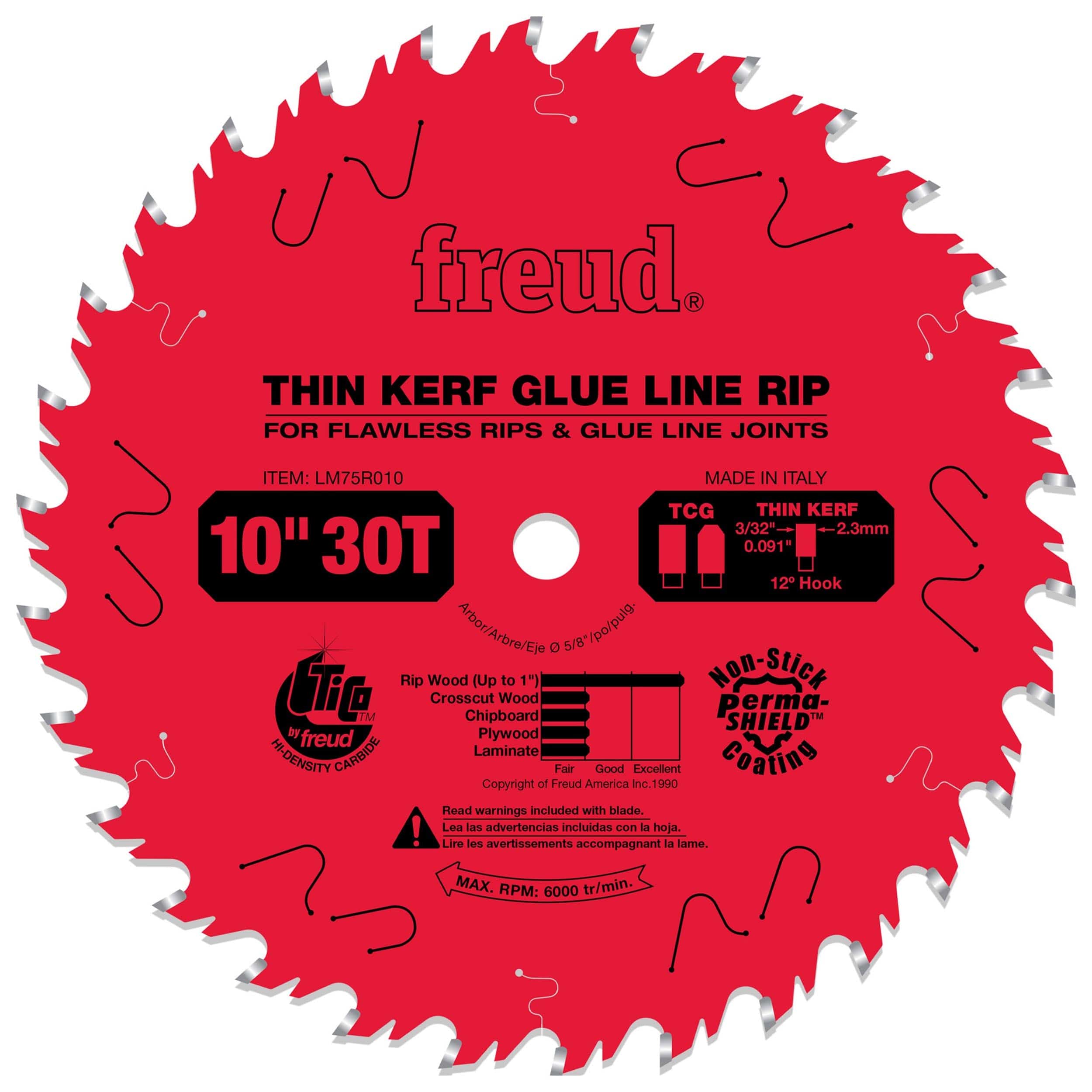 LM75R010 Glue Line Ripping Saw Blade 10" x 5/8" Bore x 30 Tooth Thin Kerf