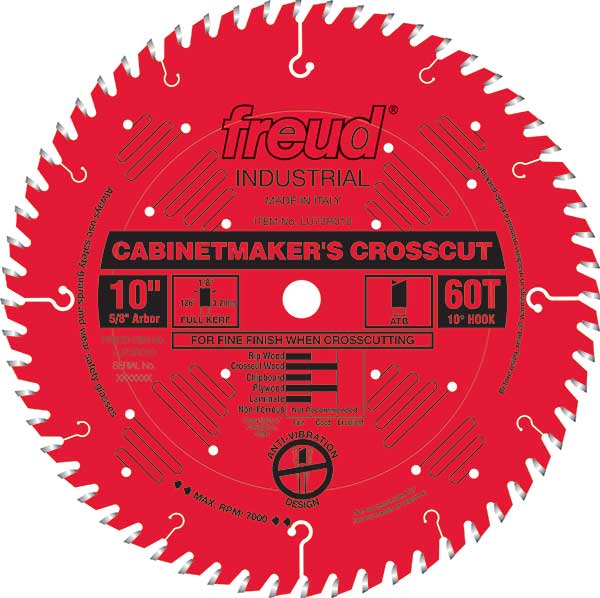 LU73R010 Cabinetmaker's Crosscut Saw Blade 10" x 5/8" bore x 60 Tooth Hi-ATB