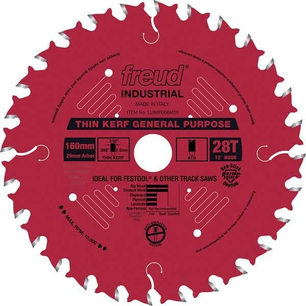 LU86R008M20 General Purpose Blade with Red Perma-Shield, 160mm diameter, 20mm arbor, 28 teeth