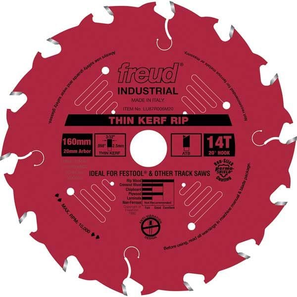 LU87R006M20 Thin Kerf Ripping Blade with Red Perma-Shield, 160mm diameter, 20mm arbor