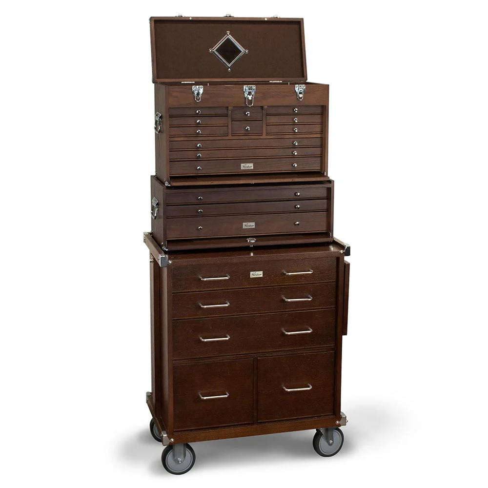 19-Drawer 3 Piece Chest, Base and Roller Set - Dark Oak - Image 3