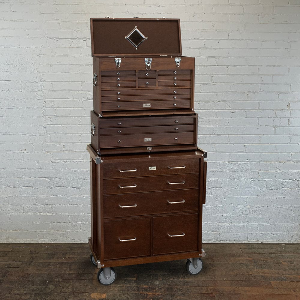 19-Drawer 3 Piece Chest, Base and Roller Set - Dark Oak - Image 4