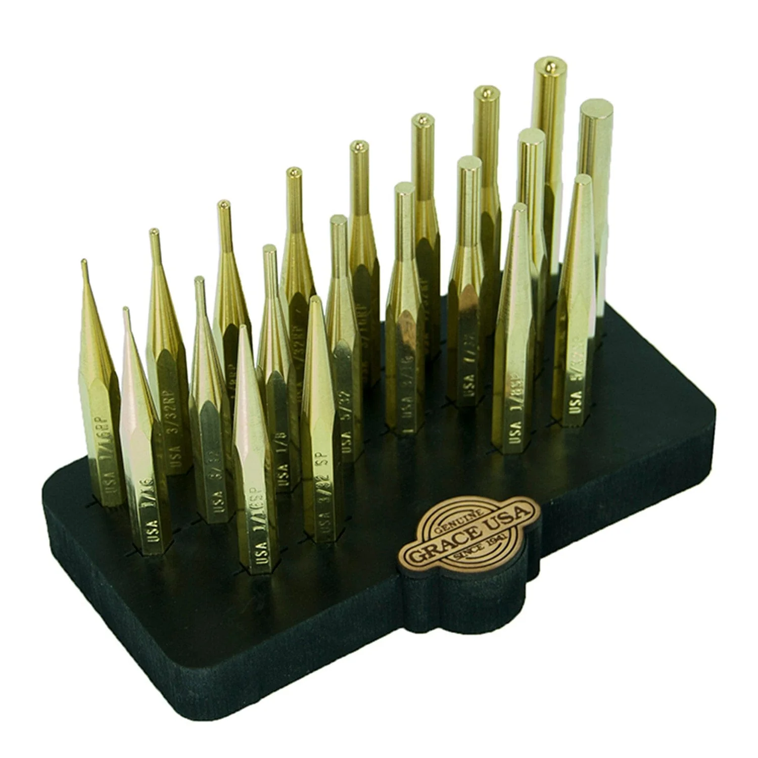 20 Piece Brass Punch Set w/Bench Block