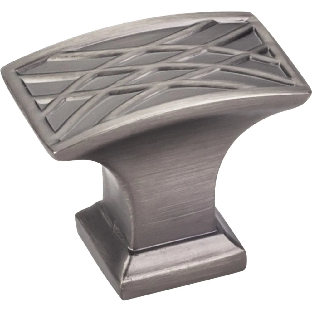 Aberdeen Rectangle Lined Knob, 1-1/2" O.L., Brushed Pewter