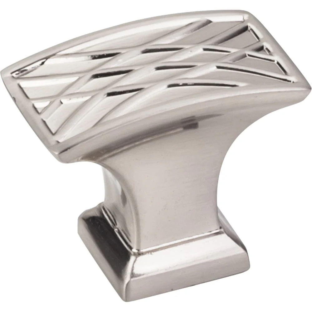 Aberdeen Rectangle Lined Knob, 1-1/2" O.L., Satin Nickel - Image 2