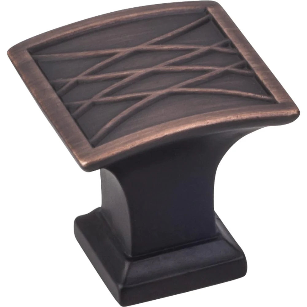 Aberdeen Square Lined Knob, 1-1/4" O.L., Brushed Oil Rubbed Bronze - Image 2