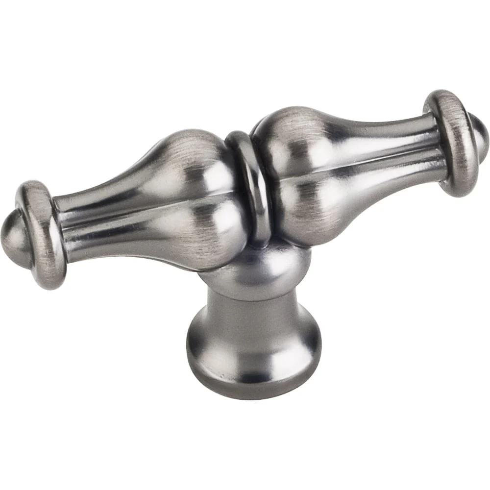 Bella "T" Knob, 2-1/4" O.L., Brushed Pewter