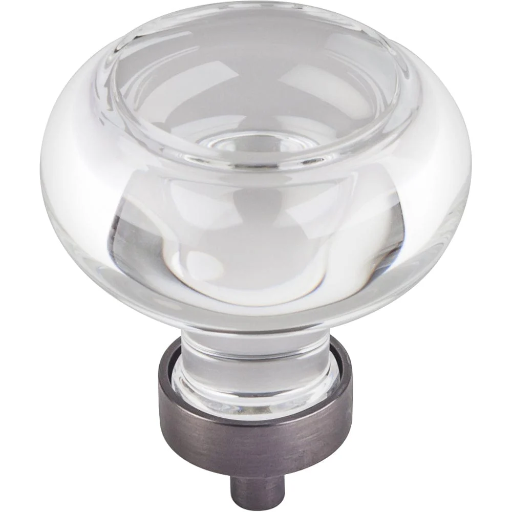 Harlow Large Button Glass Knob, 1-3/4" Dia., Brushed Pewter - Image 2