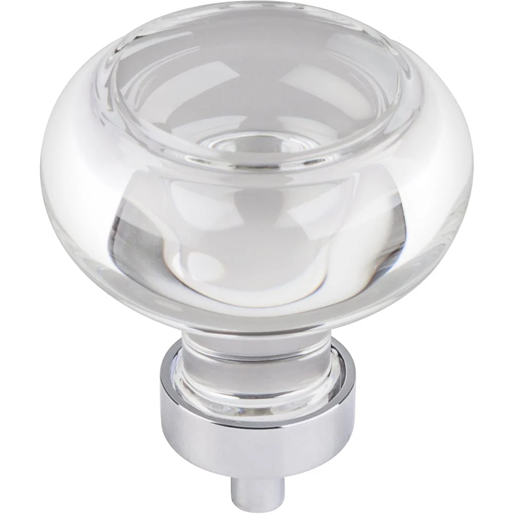 Harlow Large Button Glass Knob, 1-3/4" Dia., Polished Chrome - Image 2
