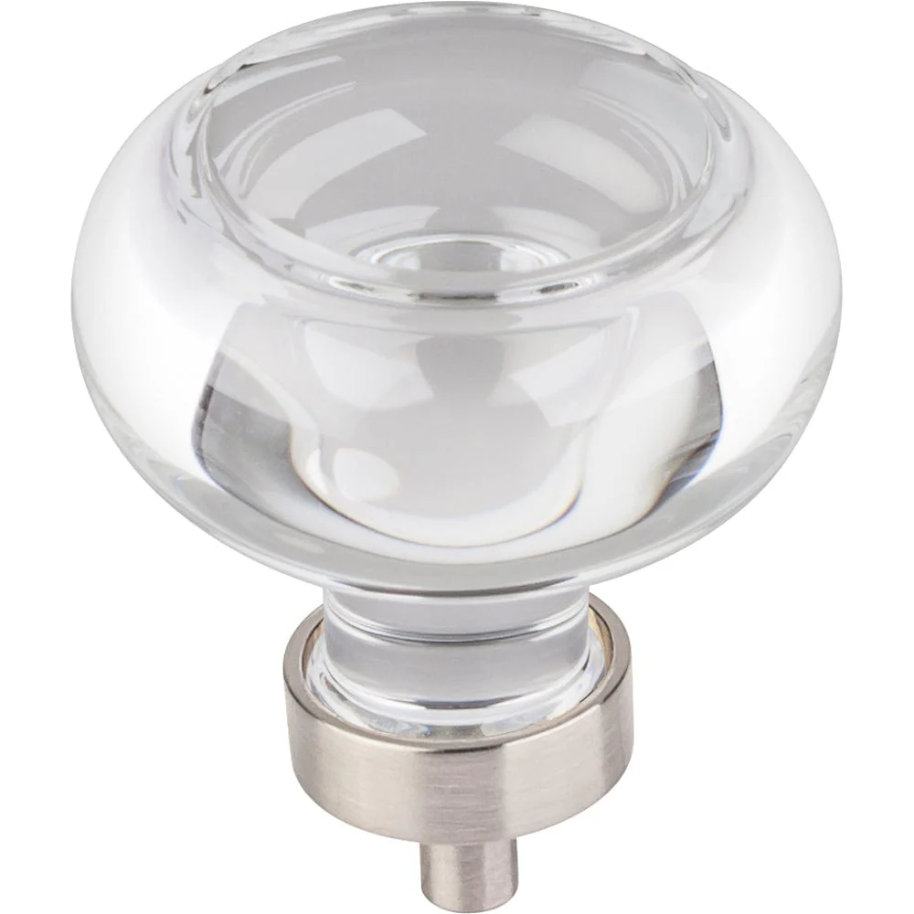 Harlow Large Button Glass Knob, 1-3/4" Dia., Satin Nickel - Image 2
