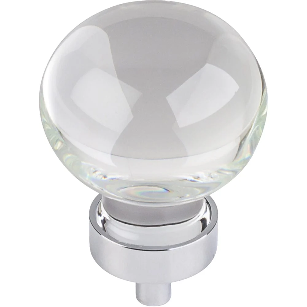 Harlow Large Sphere Glass Knob, 1-3/8" Dia., Polished Chrome