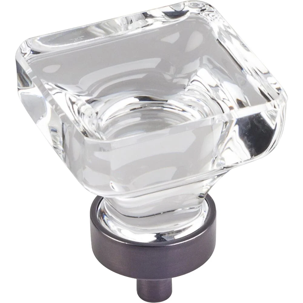 Harlow Large Square Glass Knob, 1-3/8" O.L., Brushed Oil Rubbed Bronze