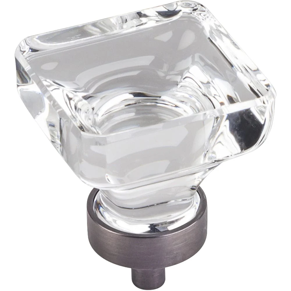 Harlow Large Square Glass Knob, 1-3/8" O.L., Brushed Pewter - Image 2