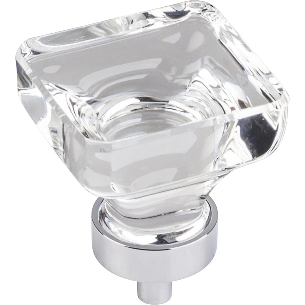 Harlow Large Square Glass Knob, 1-3/8" O.L., Polished Chrome - Image 2