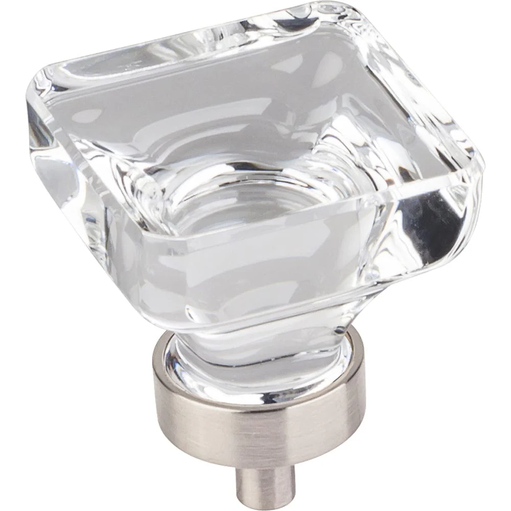 Harlow Large Square Glass Knob, 1-3/8" O.L., Satin Nickel - Image 2