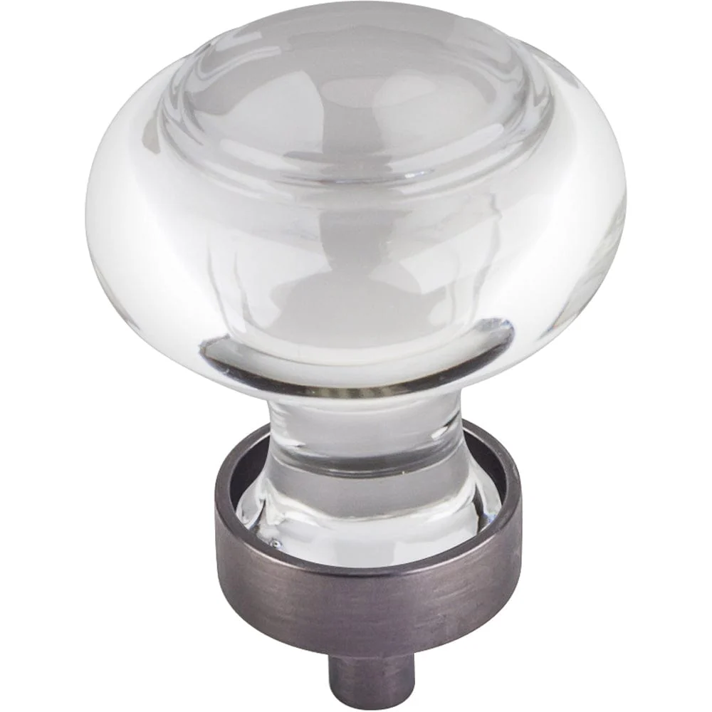 Harlow Small Button Glass Knob, 1-7/16" Dia., Brushed Pewter - Image 2