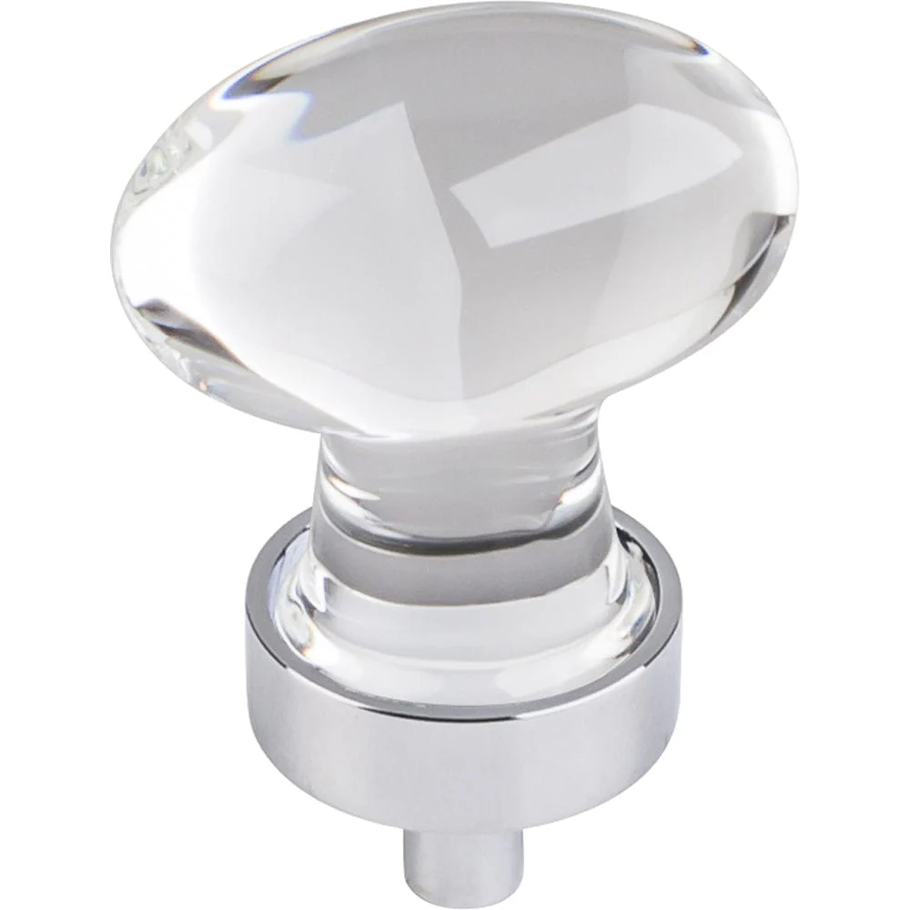 Harlow Small Football Glass Knob, 1-1/4" O.L., Polished Chrome