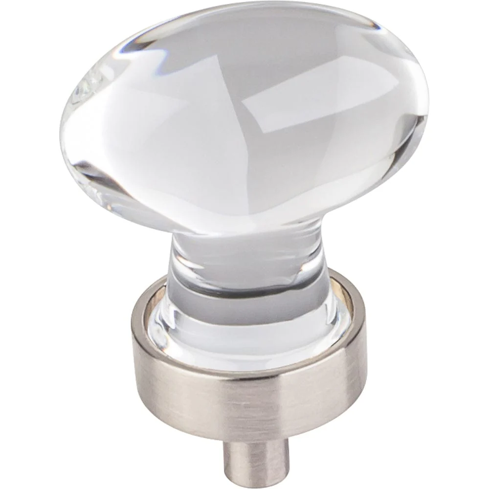 Harlow Small Football Glass Knob, 1-1/4" O.L., Satin Nickel - Image 2