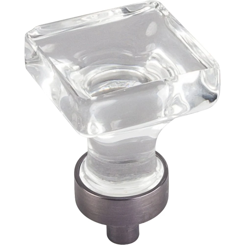 Harlow Small Square Glass Knob 1" O.L., Brushed Pewter - Image 2