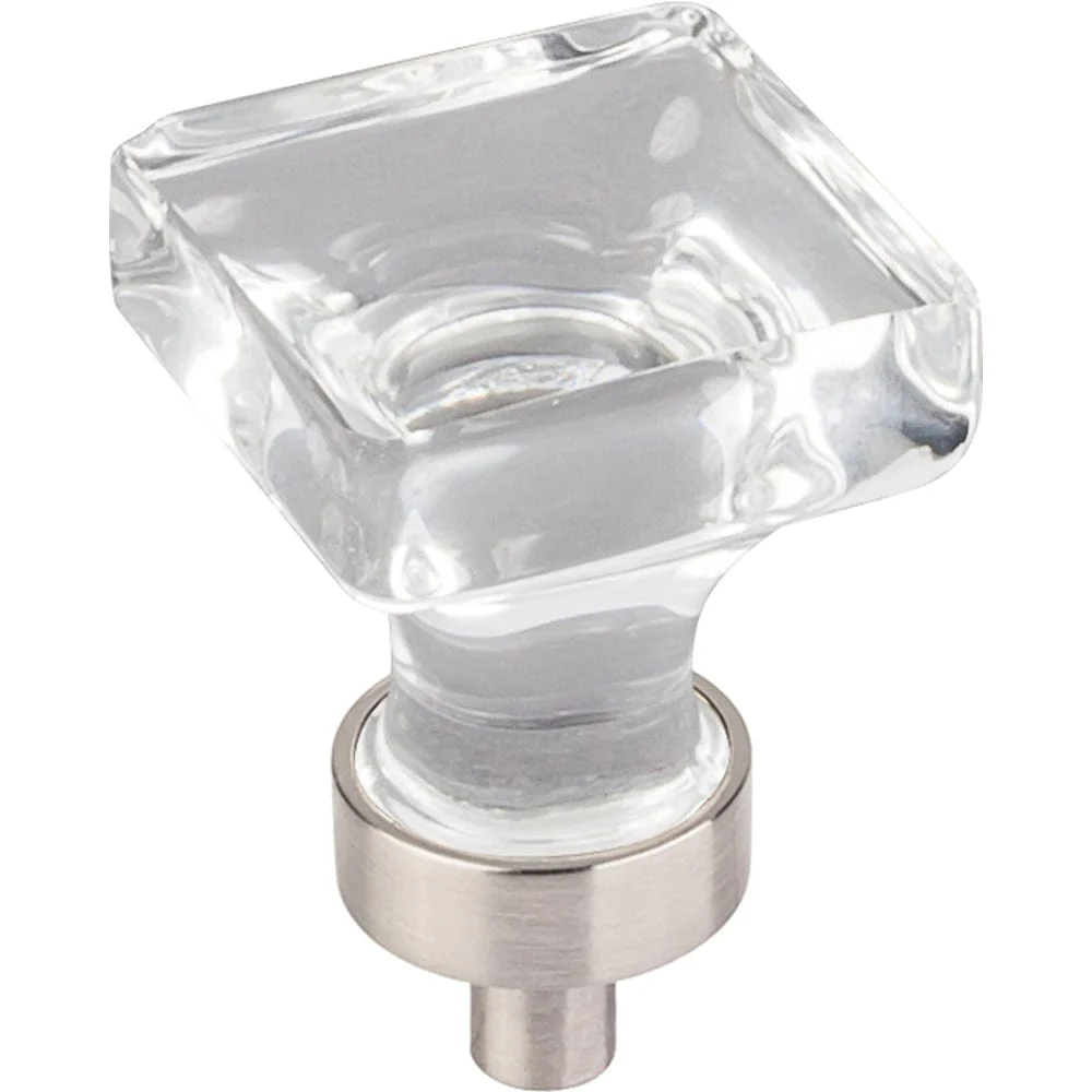 Harlow Small Square Glass Knob 1" O.L., Satin Nickel