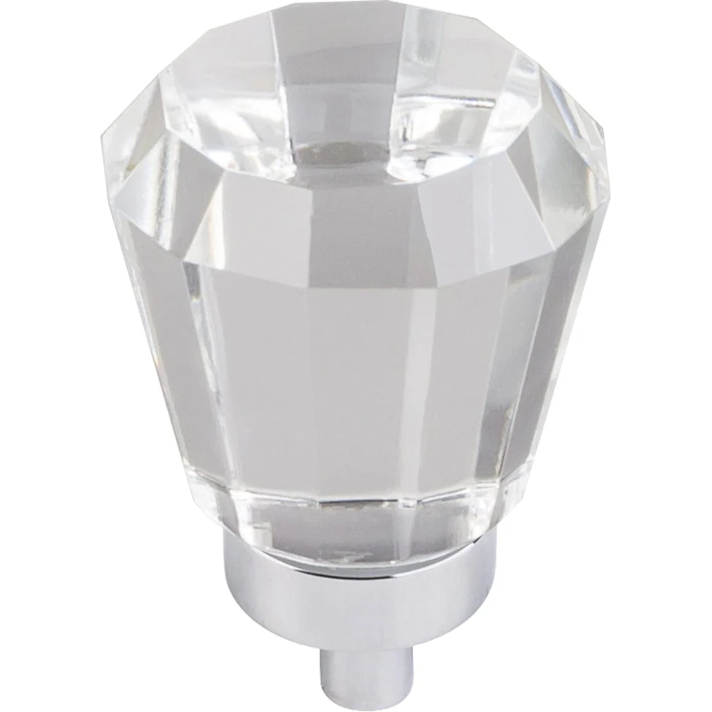 Harlow Small Tapered Glass Knob 1" Dia Polished Chrome - Image 2