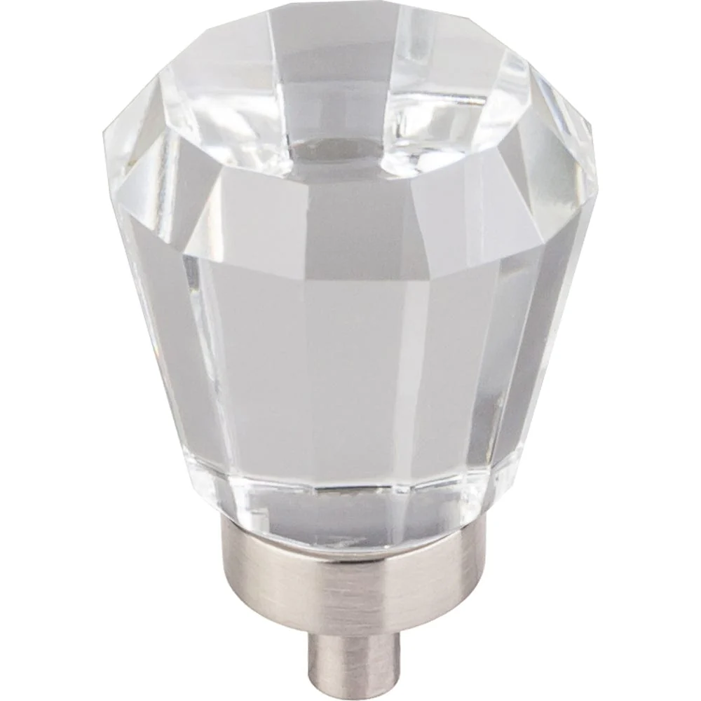 Harlow Small Tapered Glass Knob 1" Dia Satin Nickel