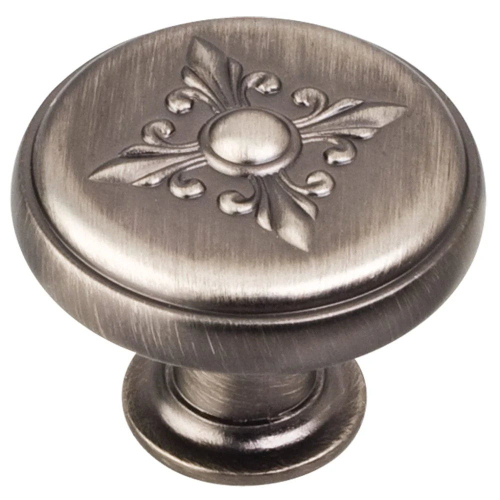Lafayette Baroque Knob, 1-3/8" Dia.,  Brushed Pewter - Image 2