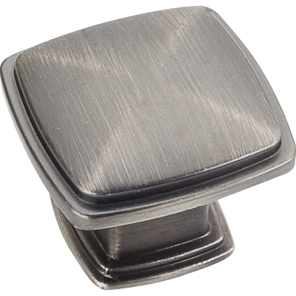 Milan 1 Plain Square Knob, 1-3/16" O.L.,, Brushed Pewter - Image 2